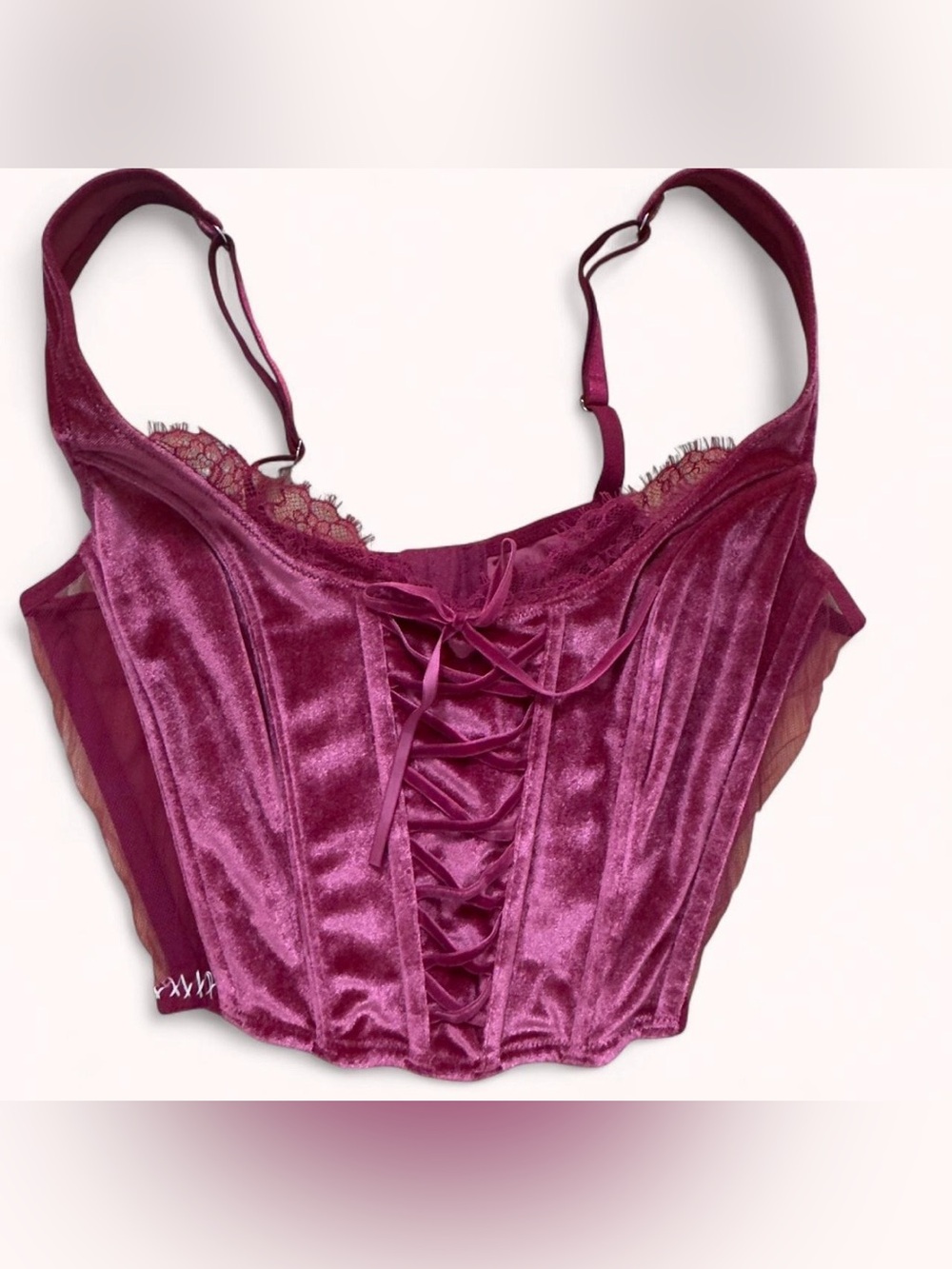 Victoria Secret Sexy Pink Velvet corset top Size M
